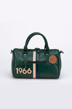 Racing-style green leather handbag - Image n°1