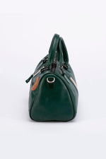 Racing-style green leather handbag - Image n°3