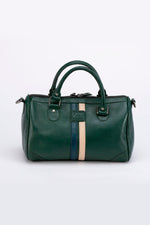 Racing-style green leather handbag - Image n°4