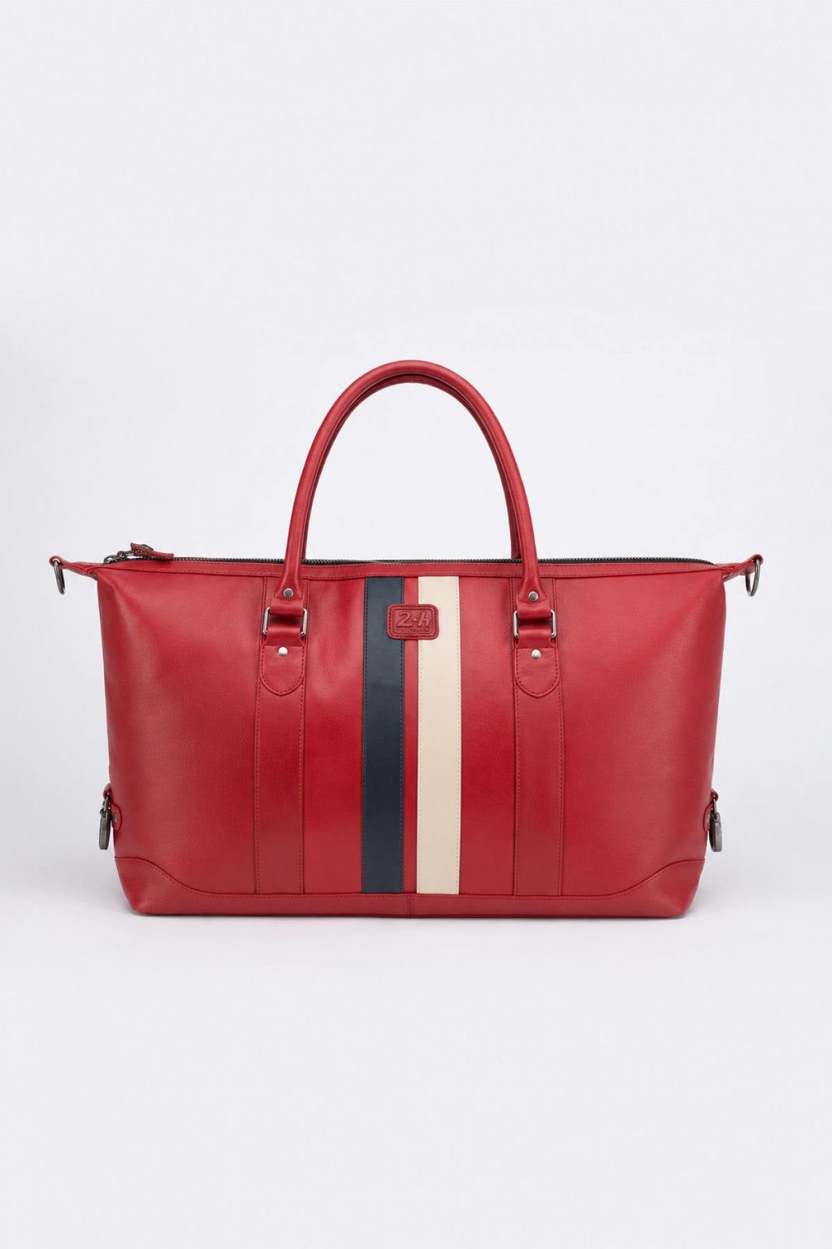 Green leather racing-style 48-hour travel bag - Image n°2