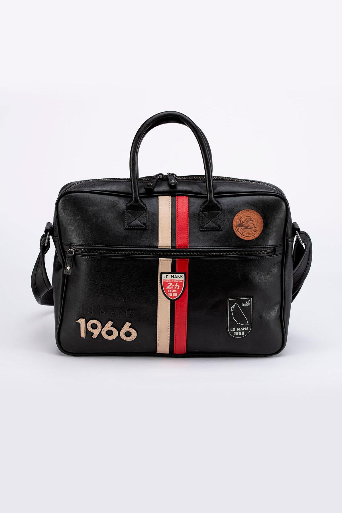 24 Hours of Le Mans black leather messenger bag - Image n°1