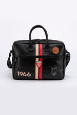 24 Hours of Le Mans black leather messenger bag - Image n°1