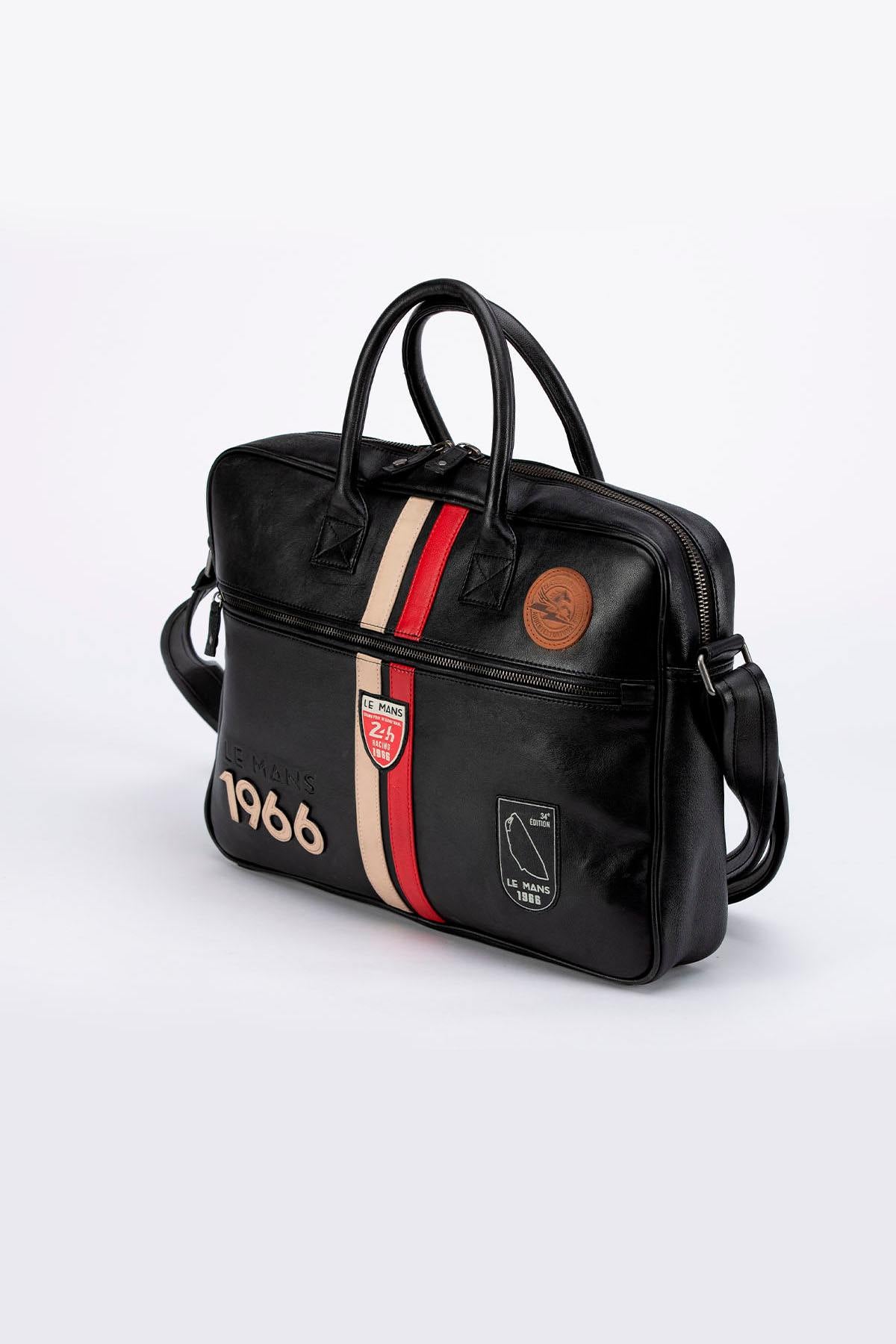 24 Hours of Le Mans black leather messenger bag - Image n°2