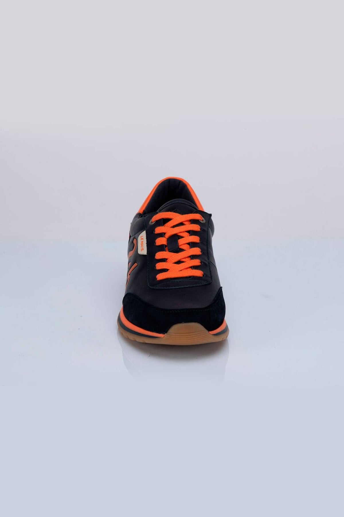 Blue and orange leather racing-style sneakers - Image n°6