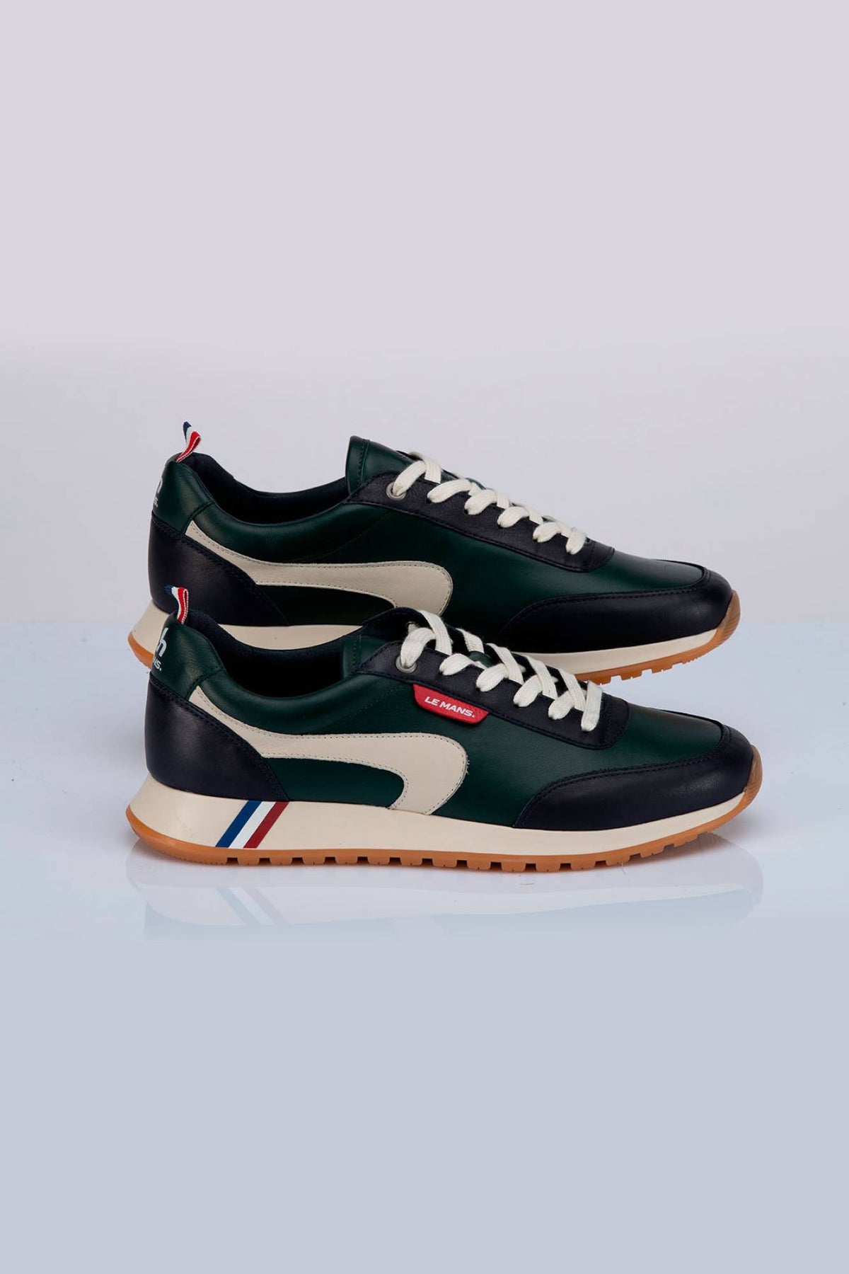 Men's green cowhide leather sneakers - Image n°5