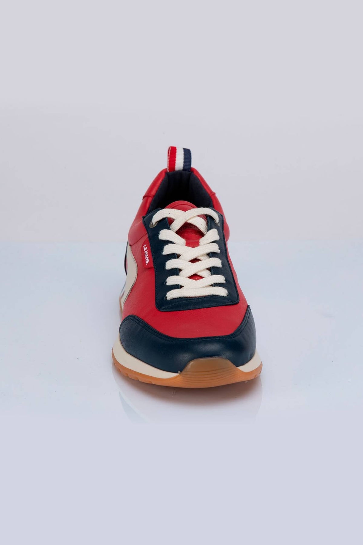 Dark red leather racing sneakers - Image n°2