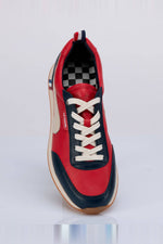 Dark red leather racing sneakers - Image n°5