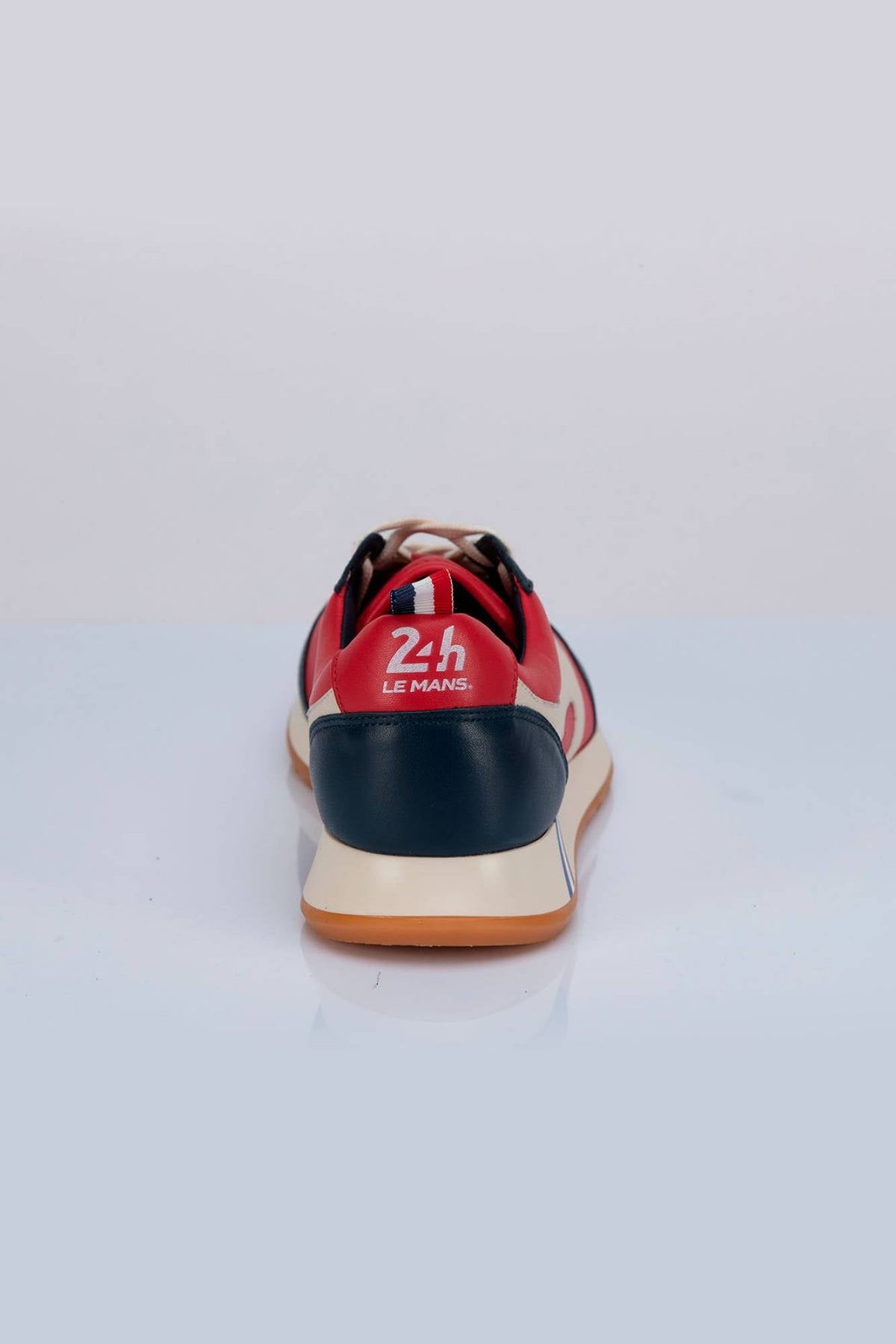 Dark red leather racing sneakers - Image n°3