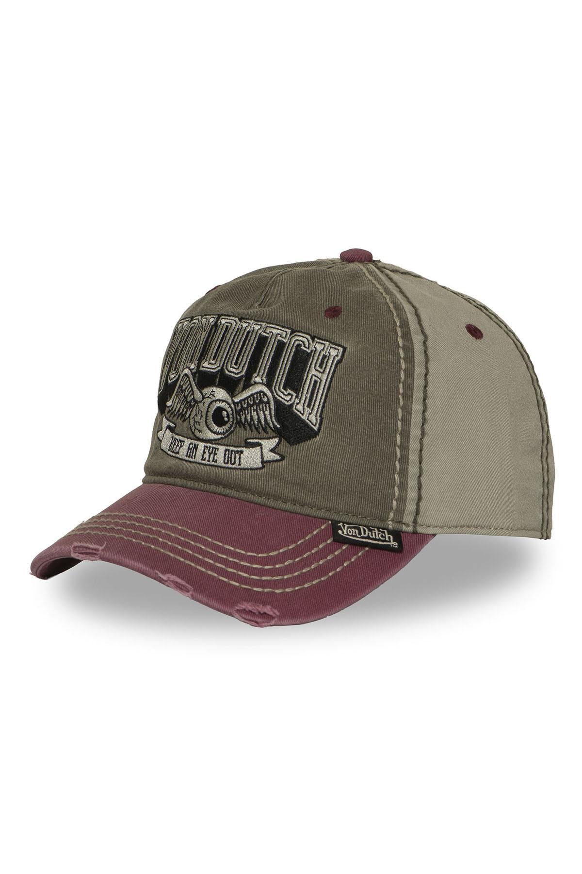 Khaki baseball cap with embroidery - Image n°1