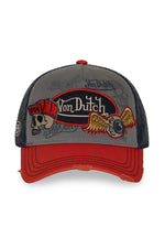 Red and grey trucker cap with patch and print - Image n°2