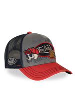 Red and grey trucker cap with patch and print - Image n°3