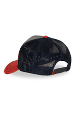 Red and grey trucker cap with patch and print - Image n°4