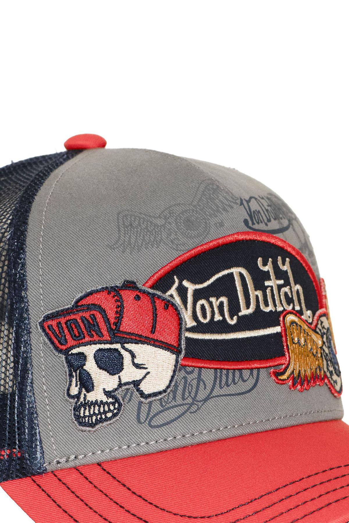 Red and grey trucker cap with patch and print - Image n°8