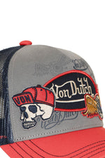 Red and grey trucker cap with patch and print - Image n°8