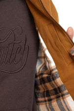 Brown hooded jacket in lined checkered canvas - Image n°9