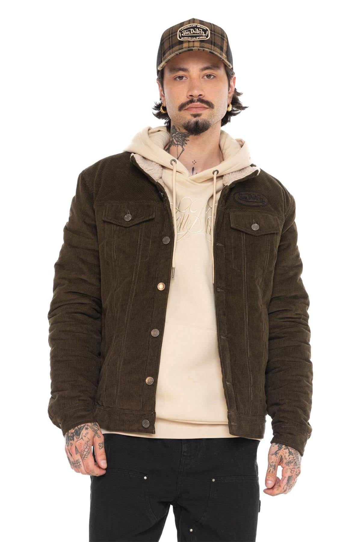 Brown corduroy jacket with embroidery - Image n°1