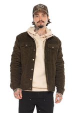 Brown corduroy jacket with embroidery - Image n°1