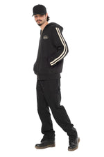 Black fleece zip-up hoodie with badge and embroidery - Image n°8