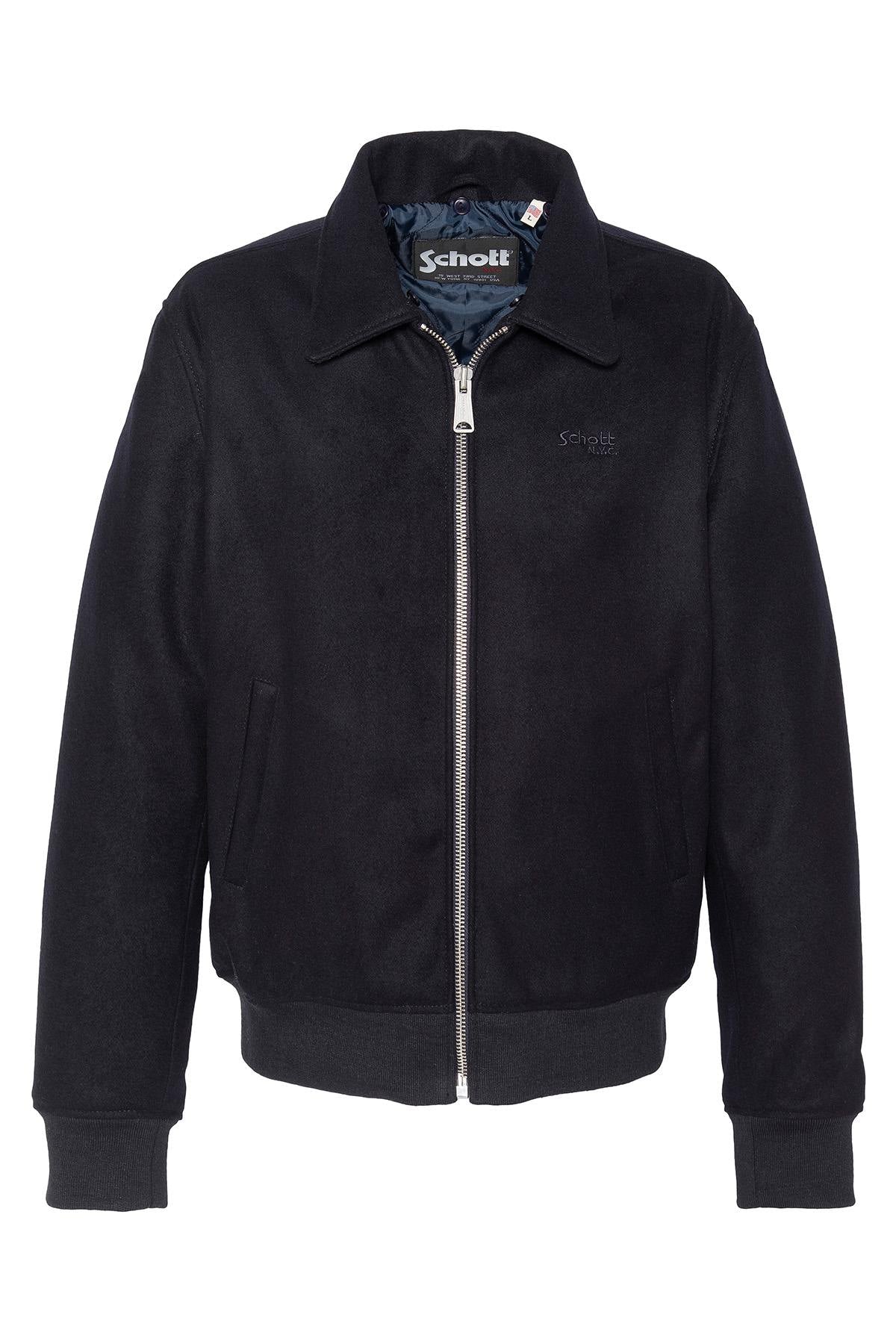 Navy wool and polyester aviator jacket - Image n°3