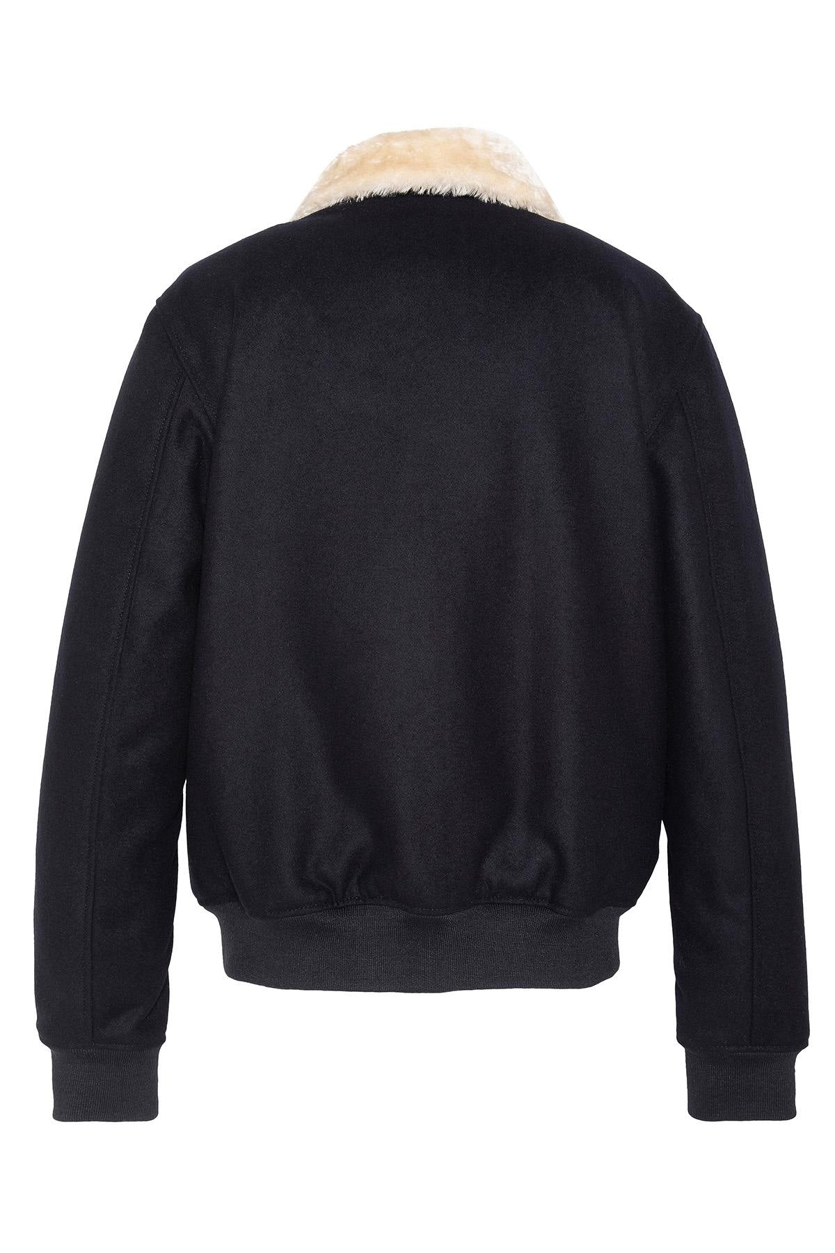 Navy wool and polyester aviator jacket - Image n°2
