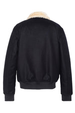 Navy wool and polyester aviator jacket - Image n°2