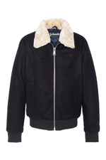Navy wool and polyester aviator jacket - Image n°1