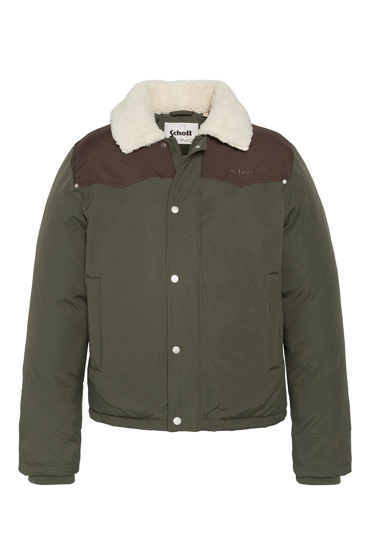Men's Khaki and Brown Fur-Lined Jacket - Image n°1