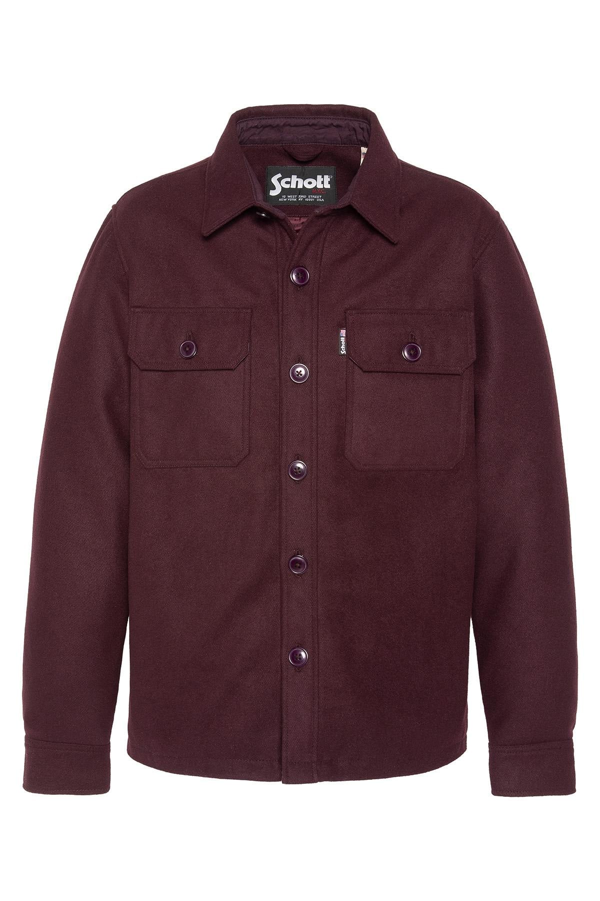Burgundy wool and polyester overshirt - Image n°1