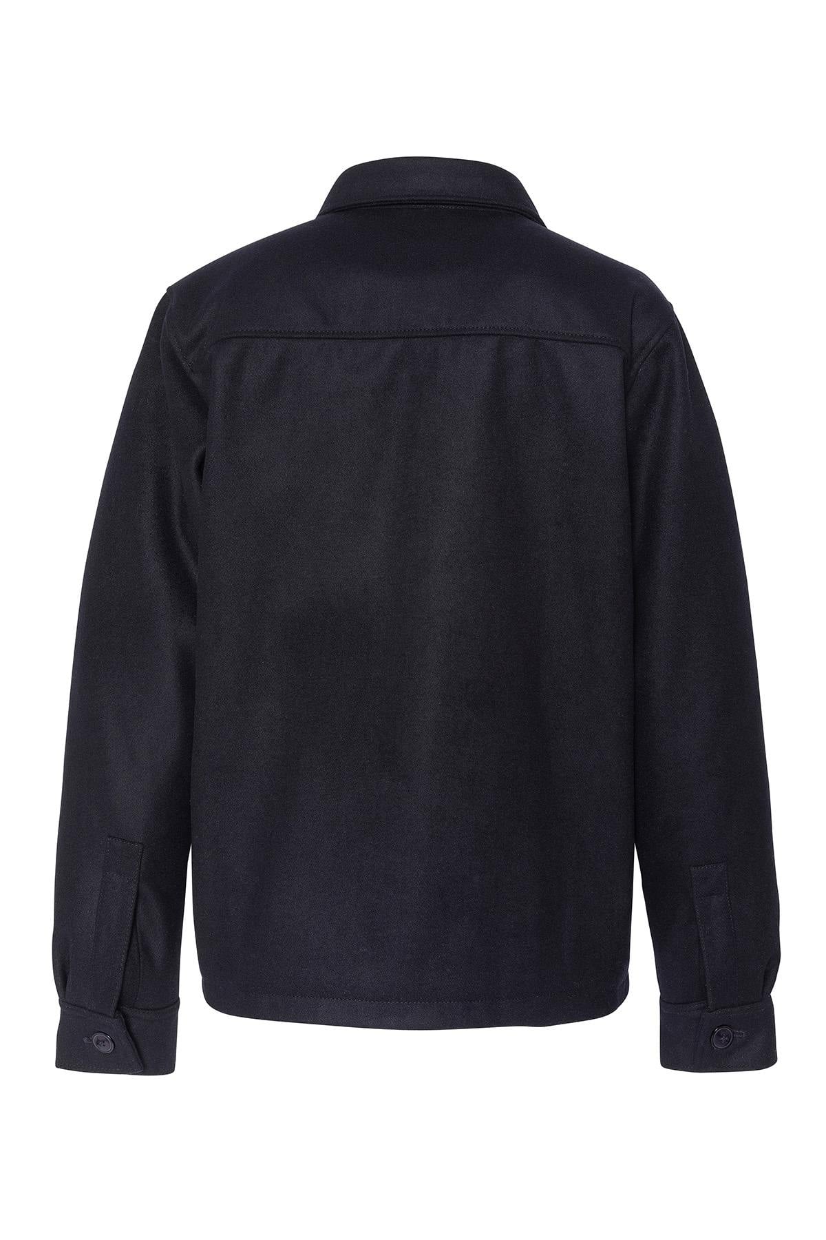 Navy blue wool and polyester jacket - Image n°2