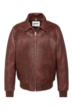 Aviator jacket in aged-look cowhide leather - Image n°3