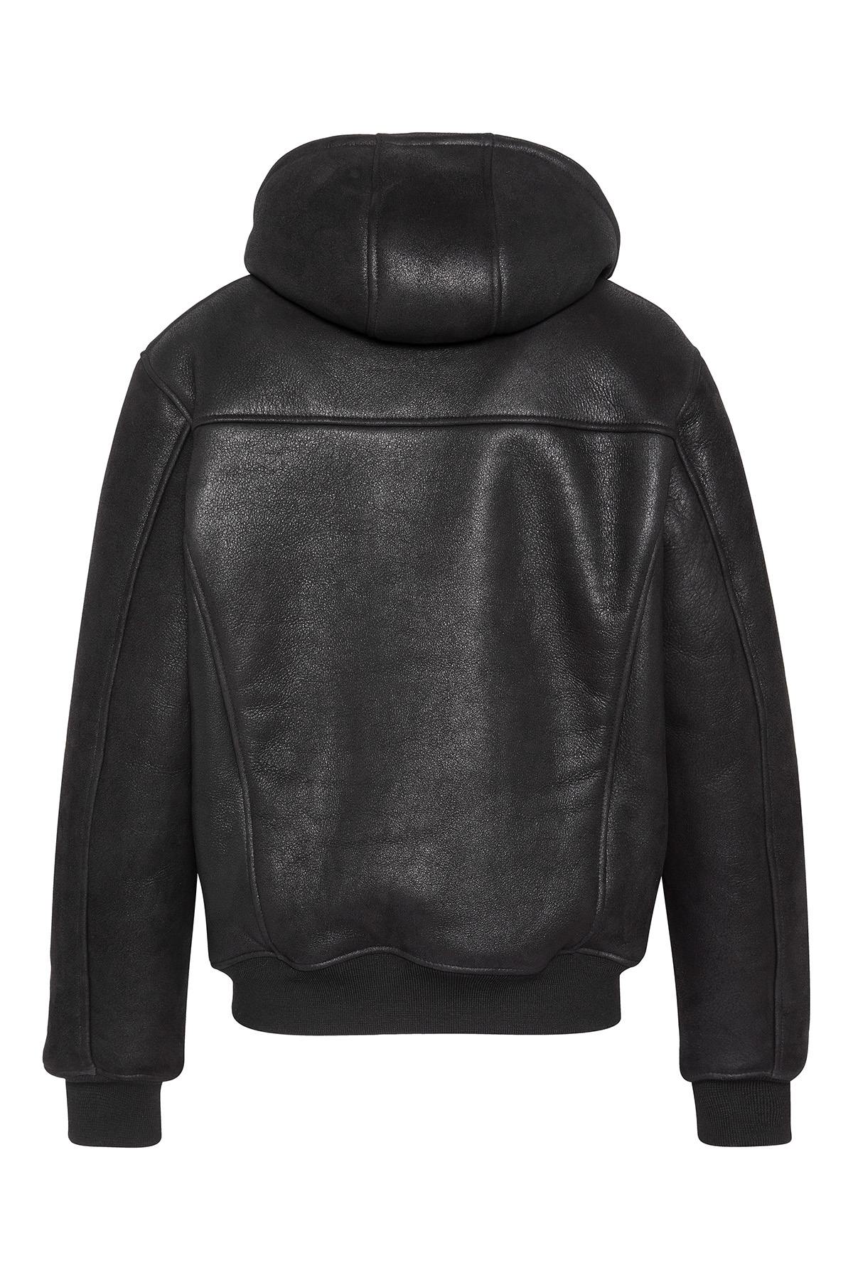 Sheepskin pilot-style hooded bomber jacket - Image n°2