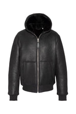 Sheepskin pilot-style hooded bomber jacket - Image n°1