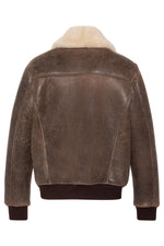 Brown double-faced shearling aviator jacket - Image n°2