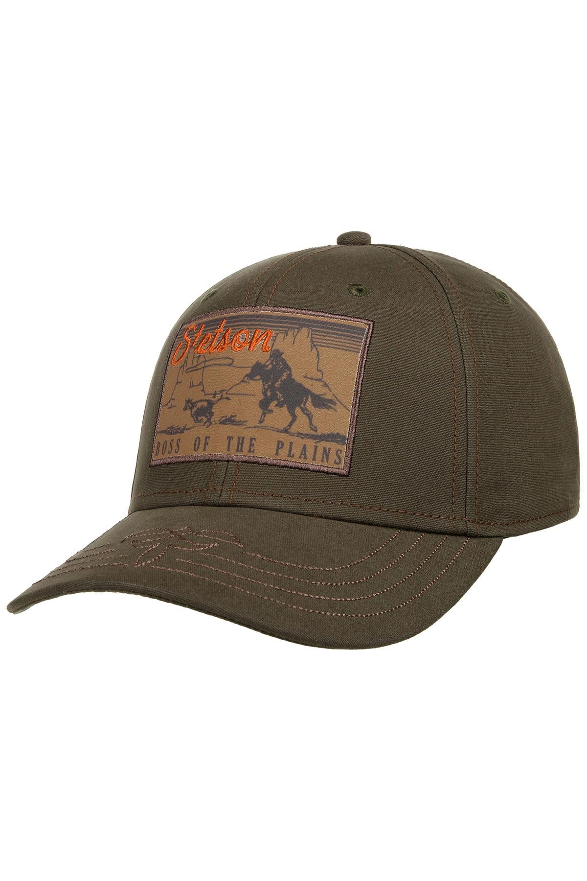Khaki cap with mountain motif patch - Image n°1