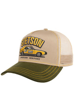 Beige cap with khaki visor and embroidery - Image n°1