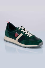 Racing-style green cowhide leather sneakers - Image n°2