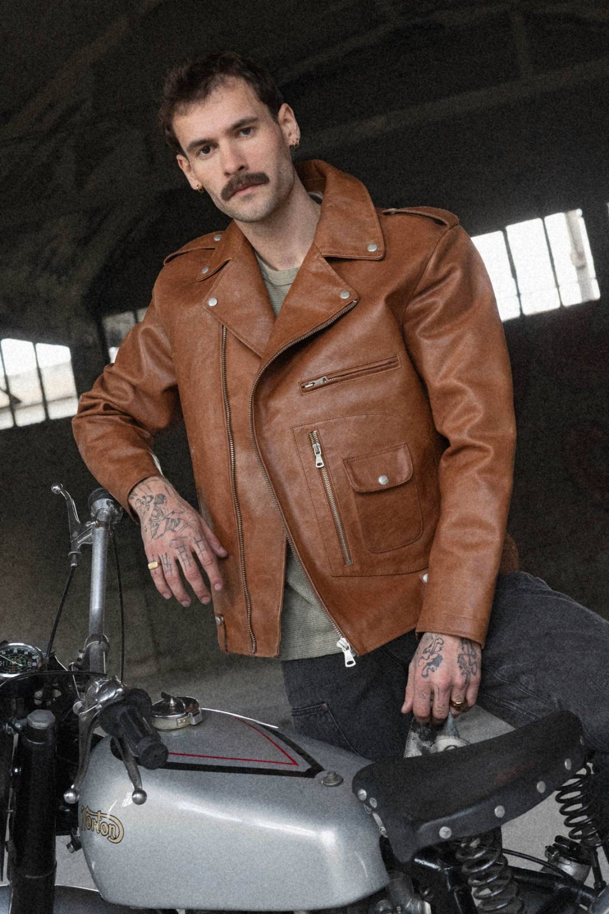 Buco J-21R leather jacket - cognac Cow Vintage, warm golden caramel tone - Image n°1