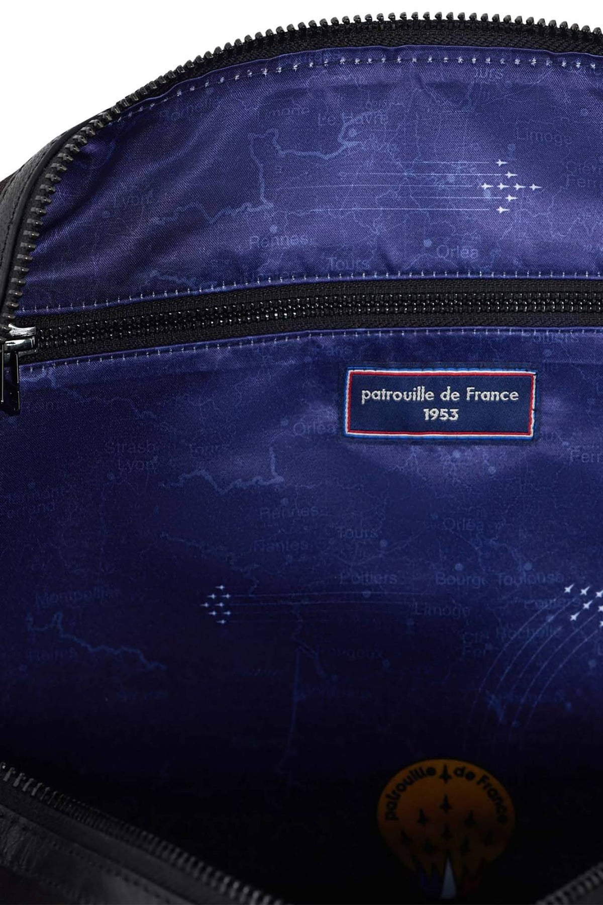 Travel bag in cotton canvas and black leather - Image n°6