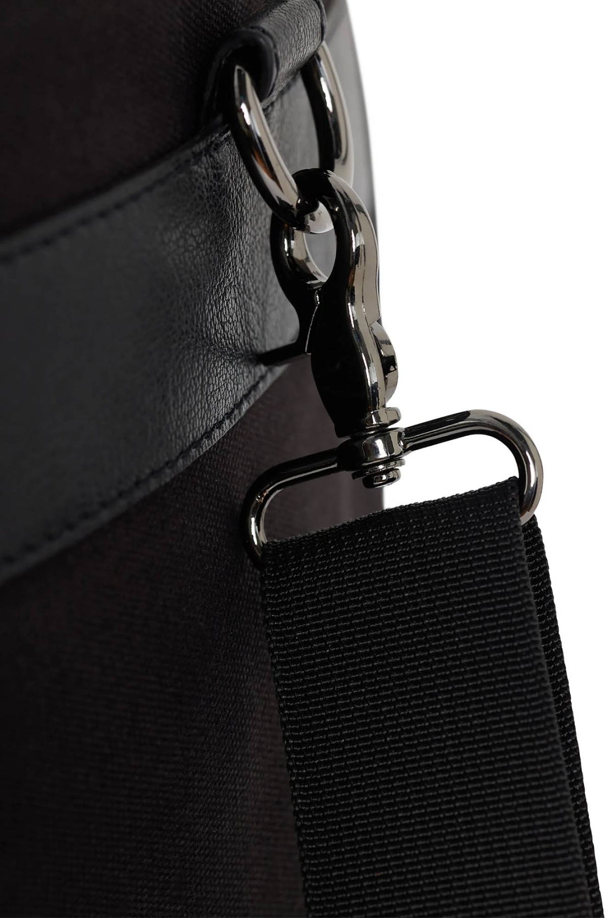 Travel bag in cotton canvas and black leather - Image n°7
