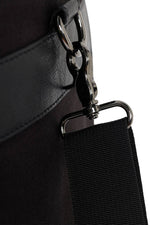 Travel bag in cotton canvas and black leather - Image n°7