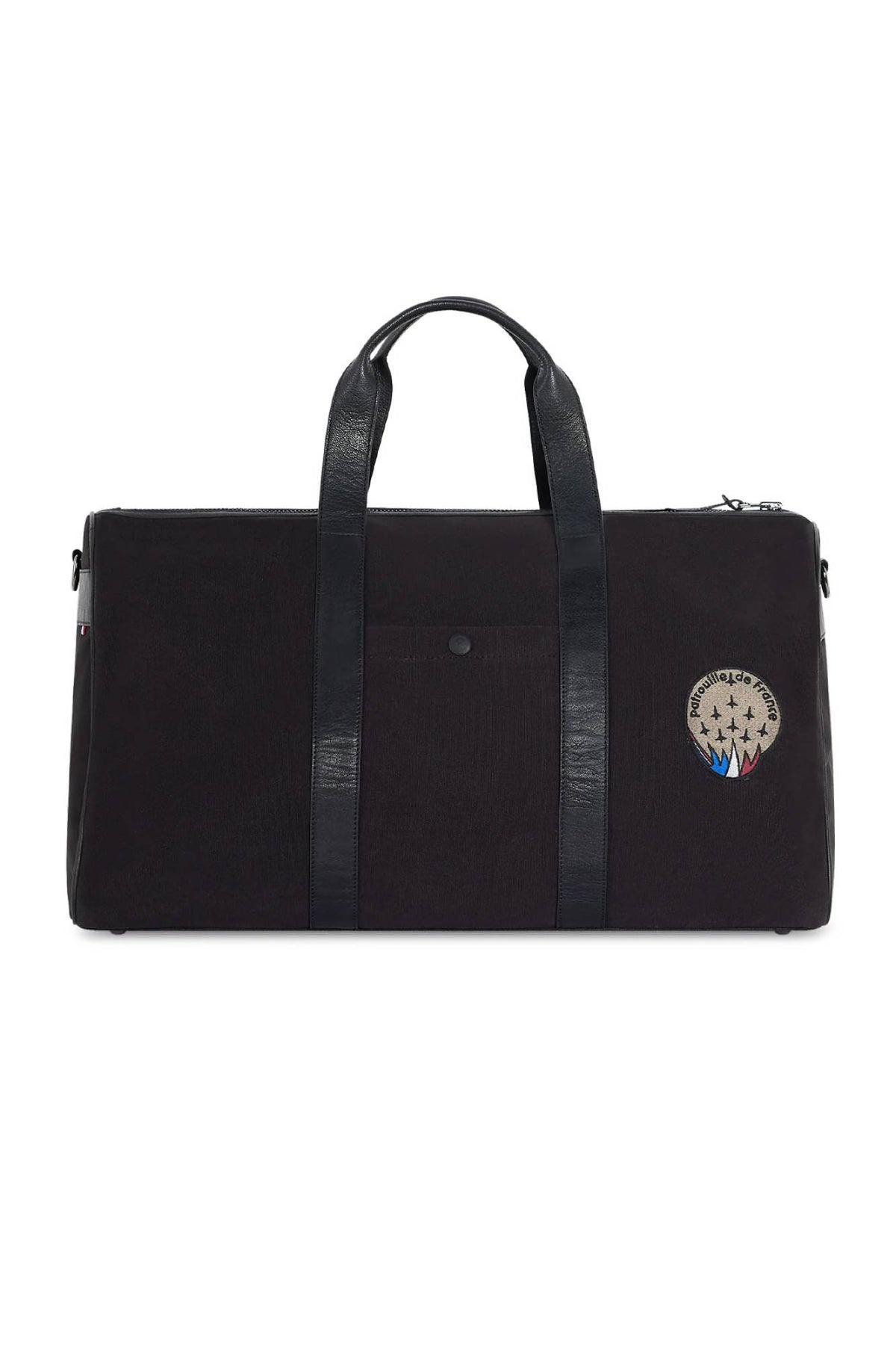 Travel bag in cotton canvas and black leather - Image n°5