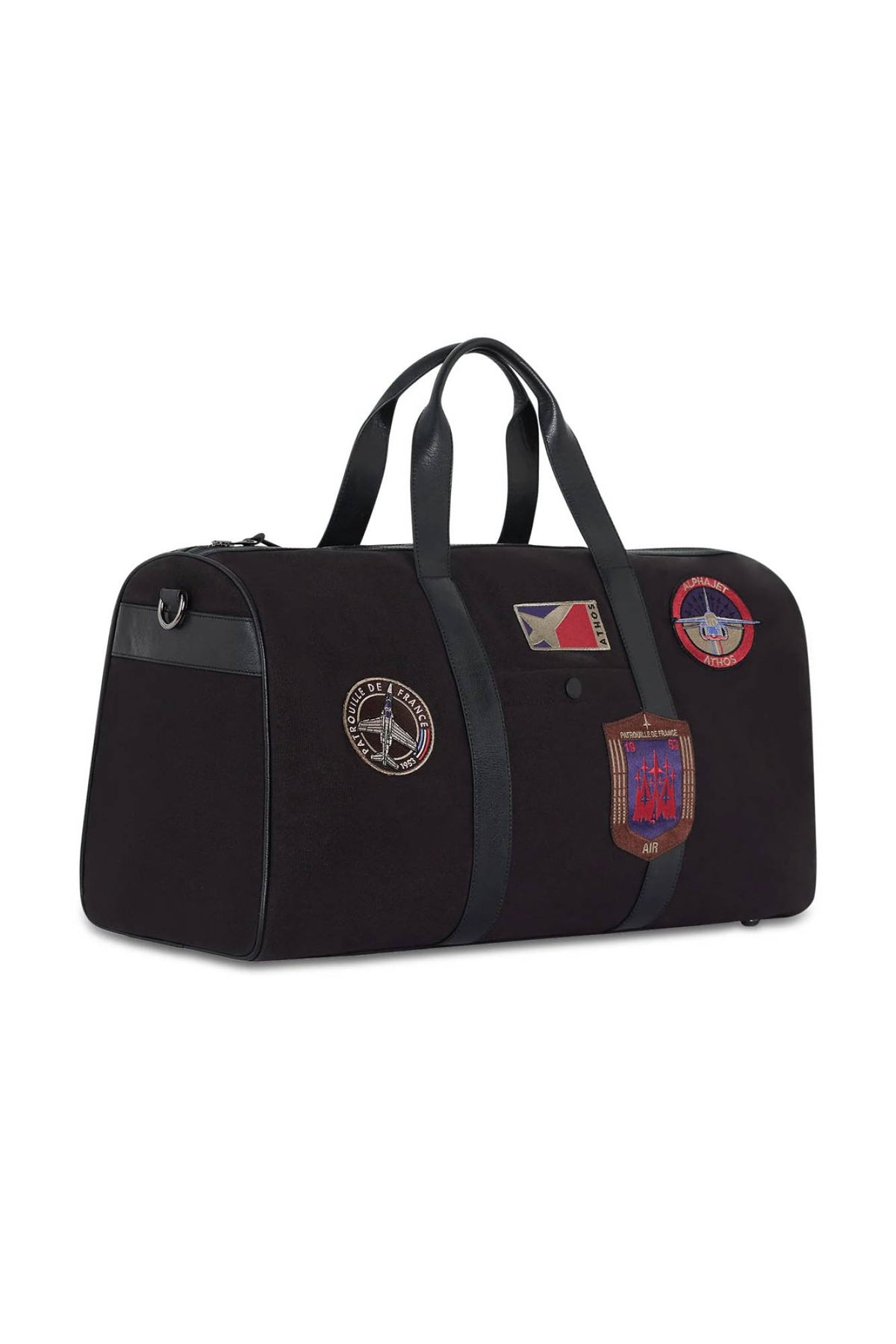 Travel bag in cotton canvas and black leather - Image n°4