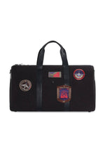 Travel bag in cotton canvas and black leather - Image n°3