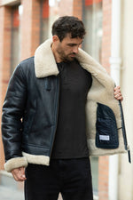 Navy blue men's Shearling Jacket! - Image n°5