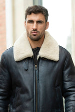 Navy blue men's Shearling Jacket! - Image n°6