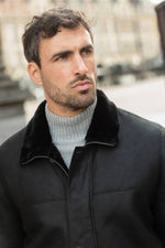 Black long shearling leather coat - Image n°2