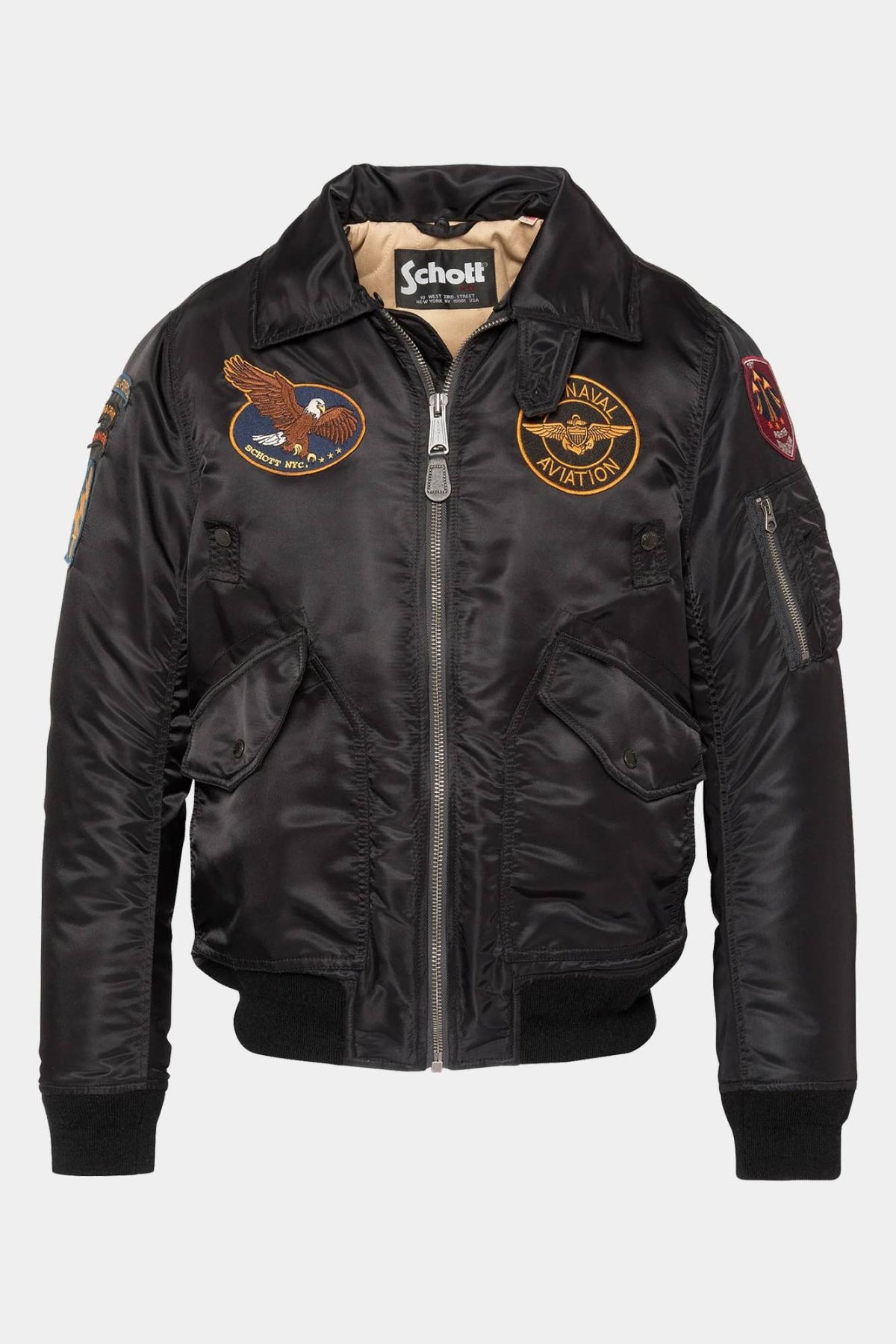 Black recycled nylon pilot jacket with patches - Image n°6