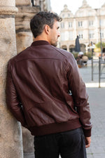 Burgundy sheep leather jacket with 100% cotton lining - Image n°2
