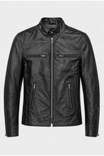 Buco J-100R leather jacket - black Napa, clean café racer lines - Image n°11