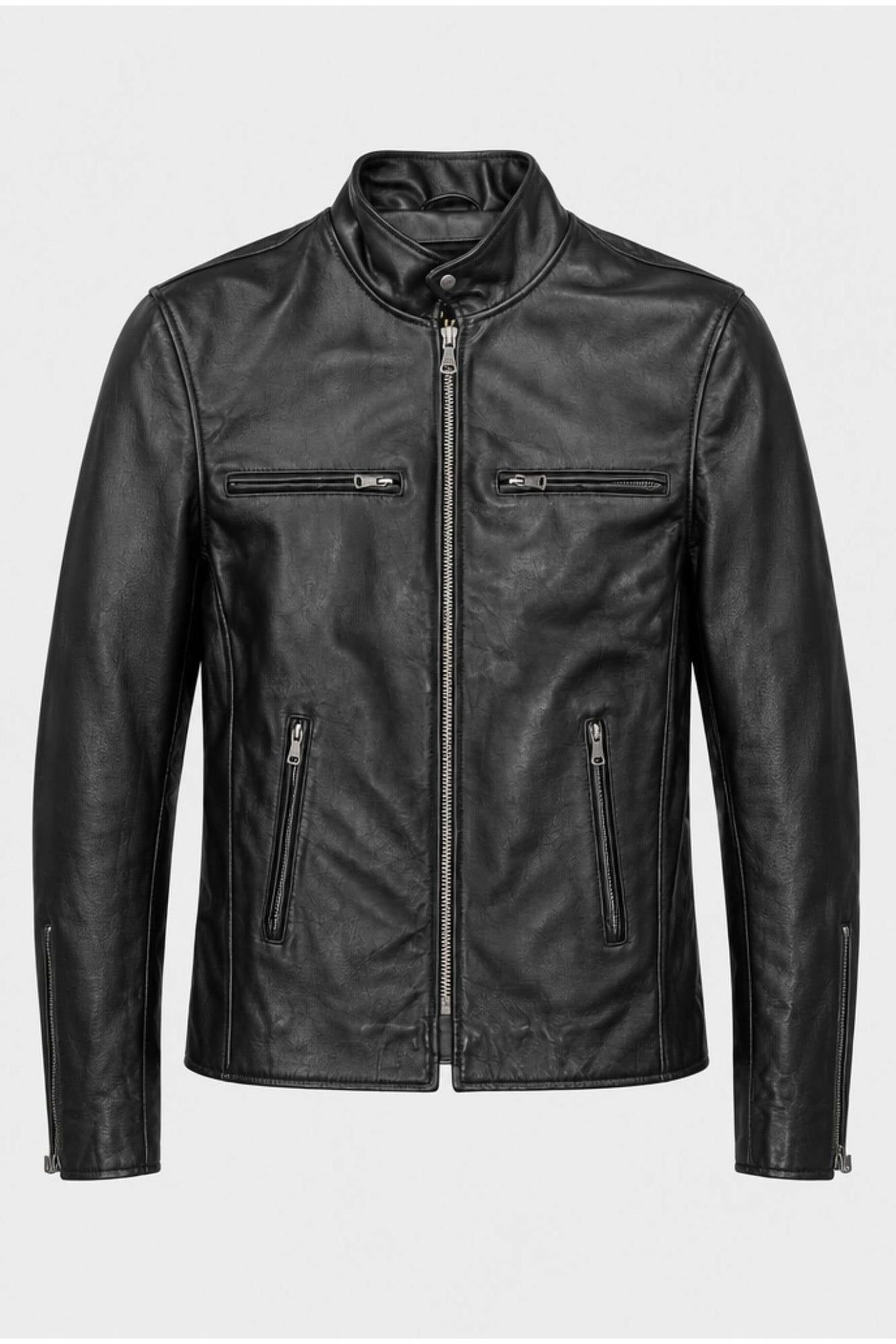 Buco J-100R leather jacket - black Napa, clean café racer lines - Image n°11